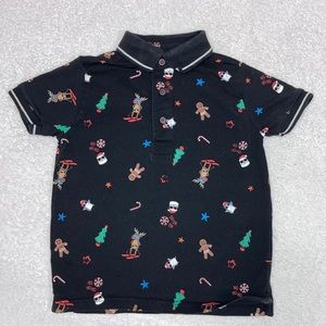 Nutmeg Christmas polo Santa gingerbread black short sleeve polo 4/5